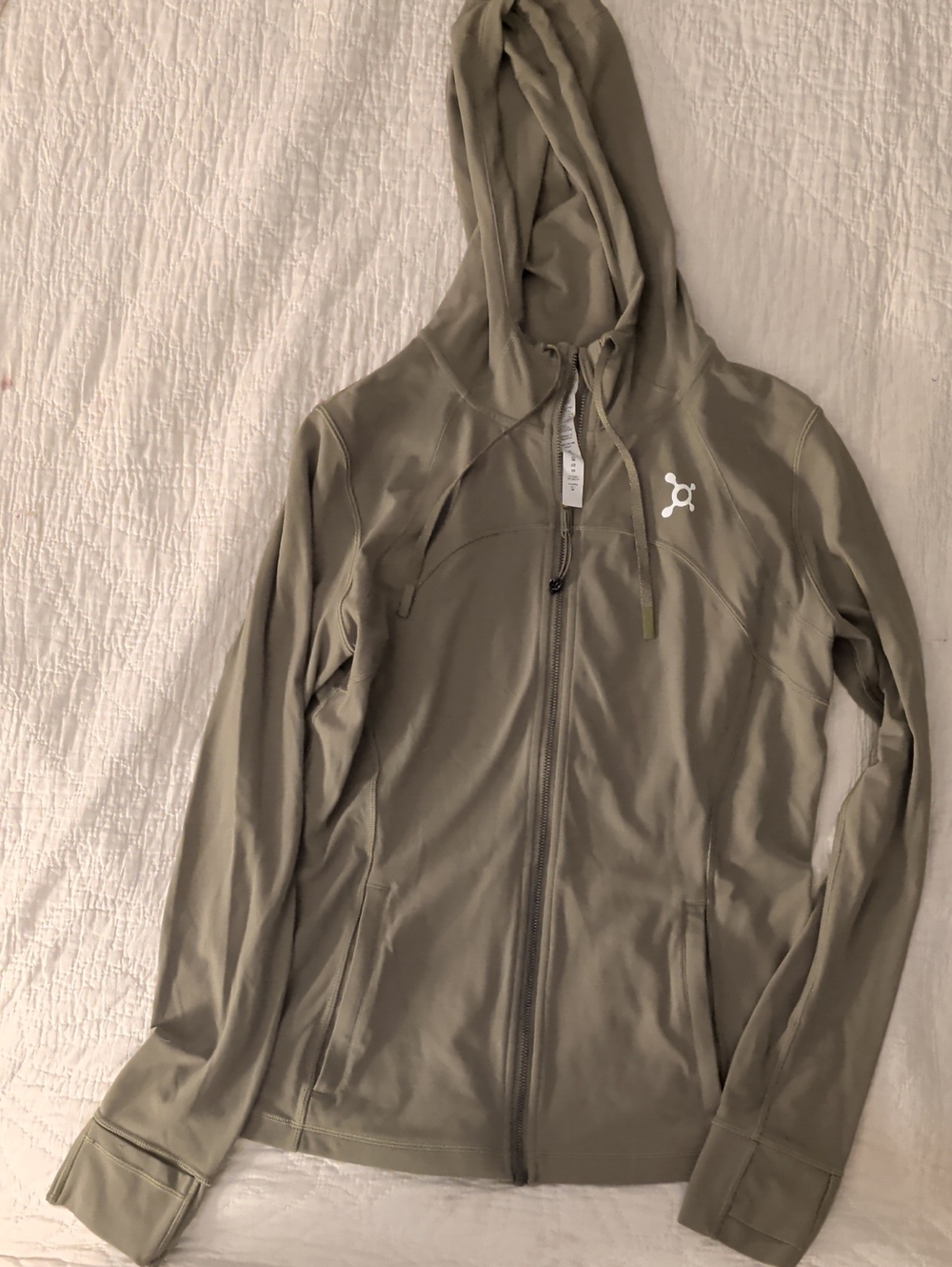 Lululemon Hooded Define Nulu Jacket Orange Theory Branded Sz14 Bronze Green